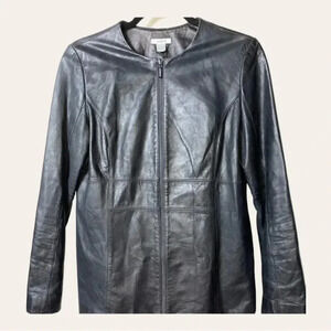WOMEN’S VINTAGE HALOGEN 100% LEATHER JACKET‎ TRENCH IN STYLE